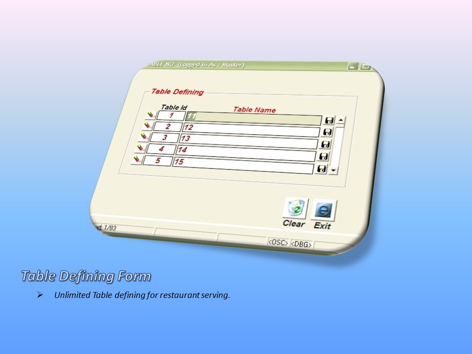 Table Defining