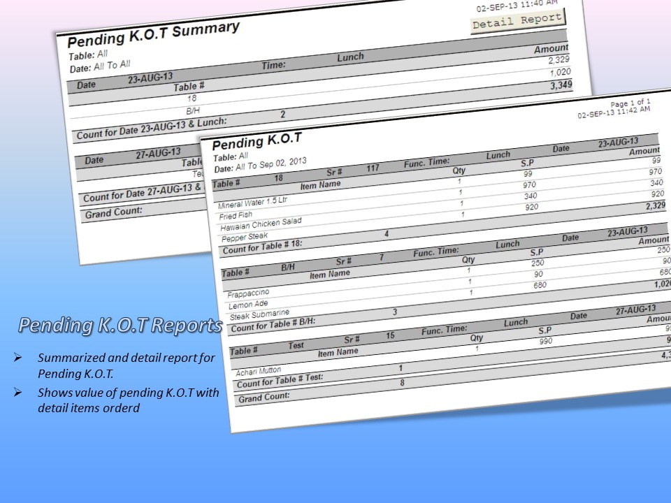 Pending Kot Report